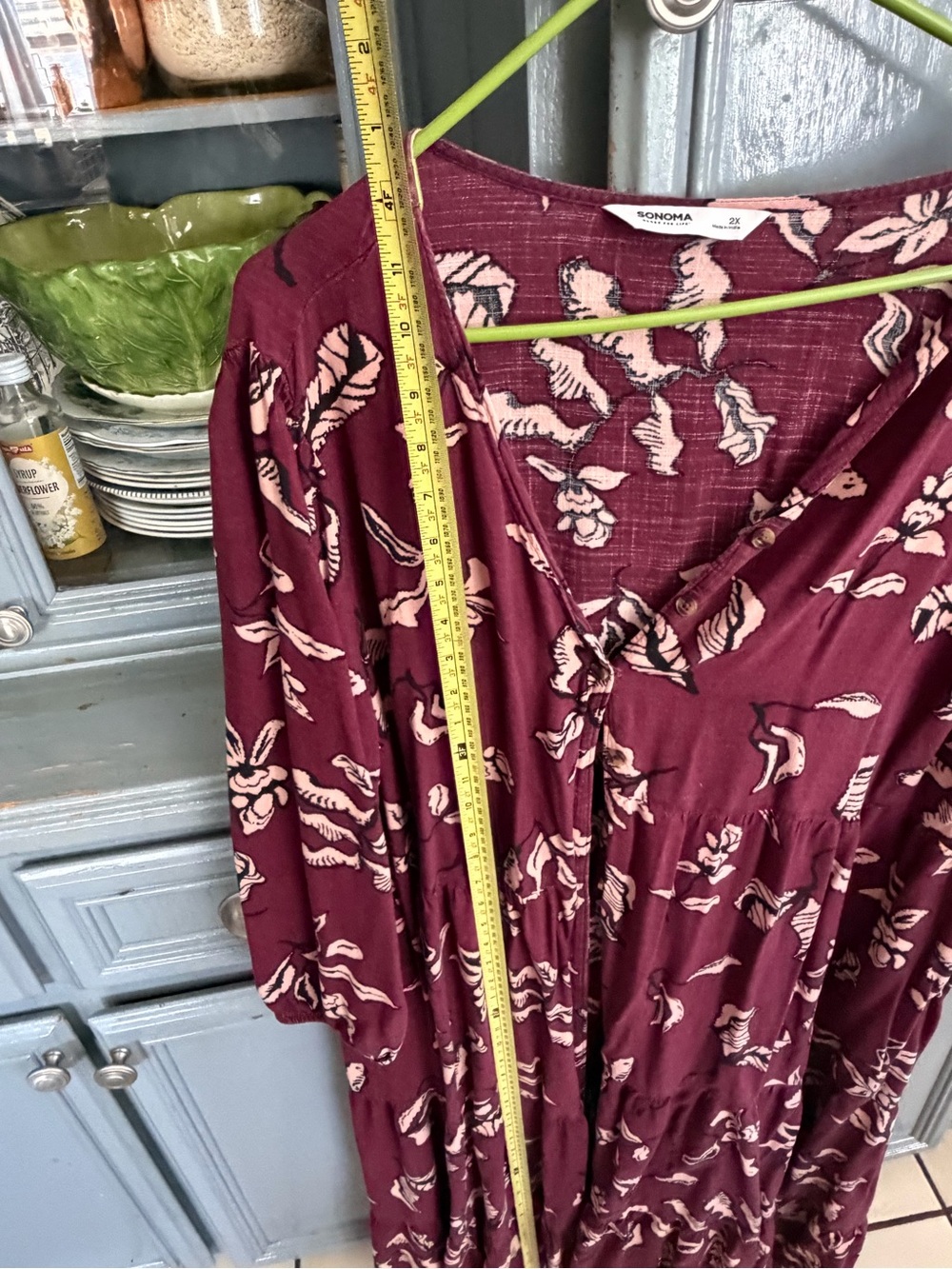 Sonoma Burgundy Floral Maxi Dress with Pink Accent - Picture 4 of 5